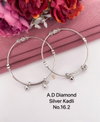 AD Diamond Design Silver Kadli Type Bangles Wholesale Price In Surat
